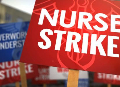 Забастовка более 700 медсестёр медицинского центра св. Иосифа в городе Джолиет штата Иллинойс