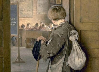 Н.П. Богданов-Бельский "У дверей школы", 1897, фрагмент